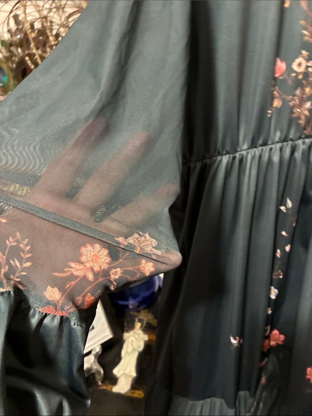 Floral Button-Front Maxi Dress in Dark Green - Picture 4 of 9